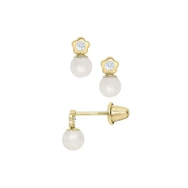 Children's 14K Flower And Drop CZ Earrings Moore Jewelers Laredo, TX