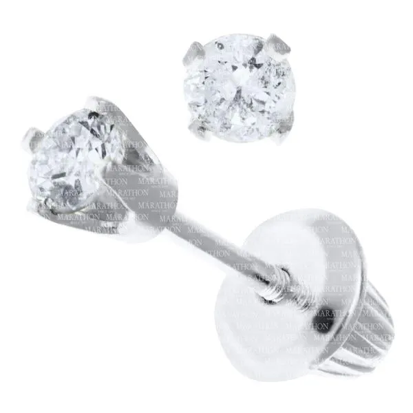 White 14 Karat Stud Children's Earrings Moore Jewelers Laredo, TX
