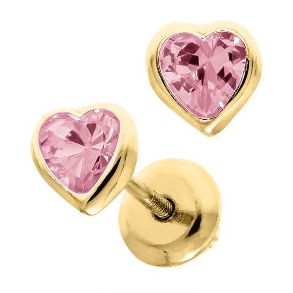 Children's 14K Gold Heart Stud Earrings Moore Jewelers Laredo, TX
