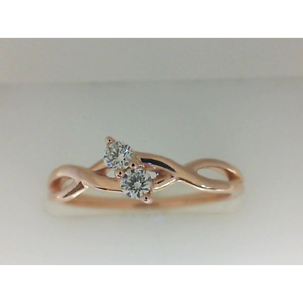 10K Rose Gold Twist Ring with Round Diamonds Morgan's Jewelers Winona, MN