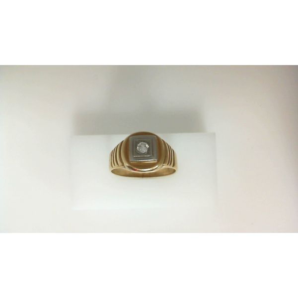 Men's 14K Yellow Gold Fashion Ring with Round Brilliant Diamond Morgan's Jewelers Winona, MN