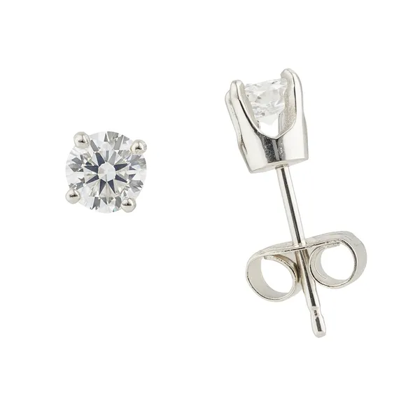 14Kt White Gold Solitaire Earrings with 0.54ctw Round Brilliant K SI3 Diamonds Morgan's Jewelers Winona, MN