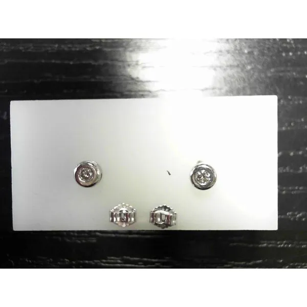 14K White Gold Solitaire Earrings with Round H SI3 Mined ...