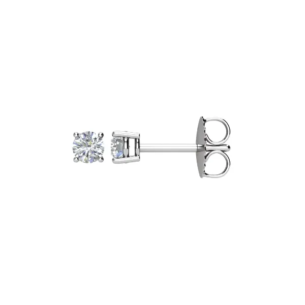 14K White Gold Solitaire Earrings with Round H SI3 Mined Diamonds Morgan's Jewelers Winona, MN