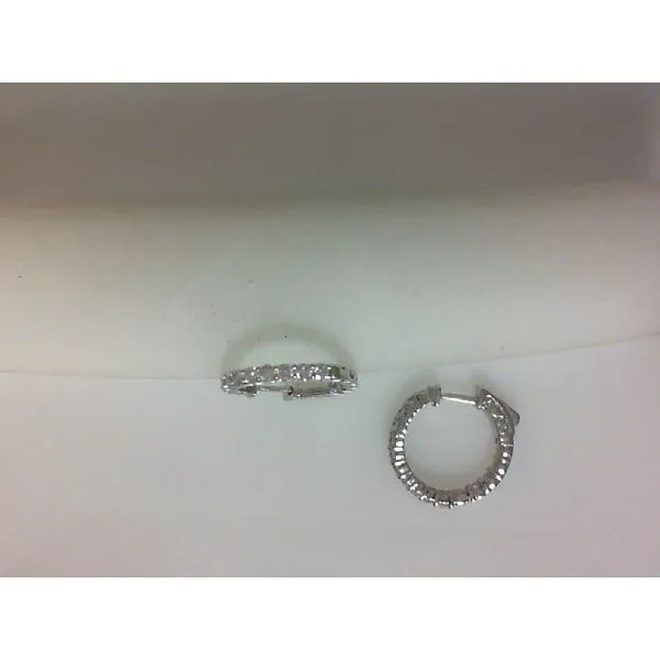 14K White Gold Diamond Hoops with Round H/SI3 Diamonds