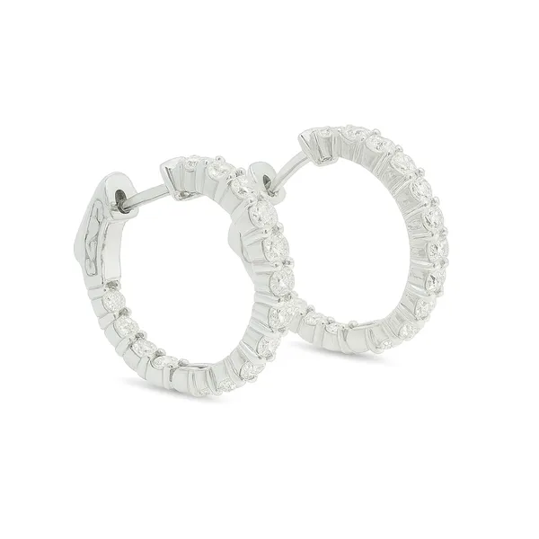 14K White Gold Diamond Hoops with Round H/SI3 Diamonds Morgan's Jewelers Winona, MN