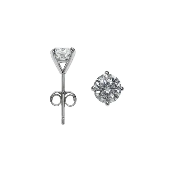 14K White Gold Diamond Stud Earrings with Round Mined Diamond G/I1 Morgan's Jewelers Winona, MN