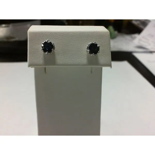 14K White Gold Sapphire Stud Earrings
