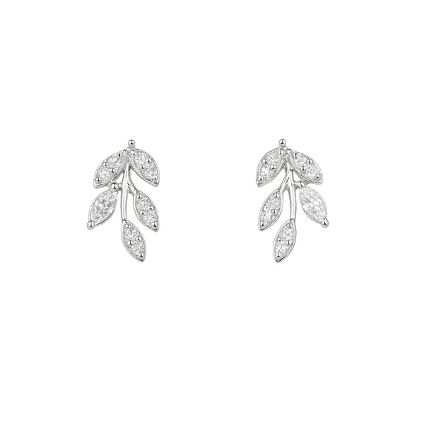 10K White Gold Fashion Leaf Earrings Morgan's Jewelers Winona, MN