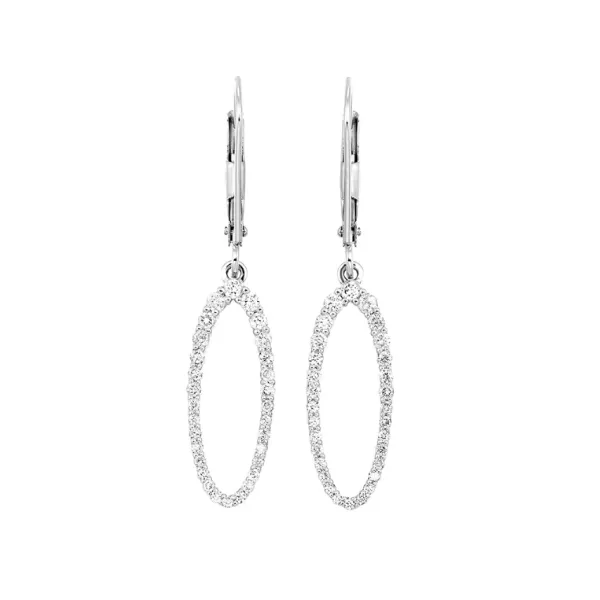 14K White Gold Diamond Drop Earrings Morgan's Jewelers Winona, MN
