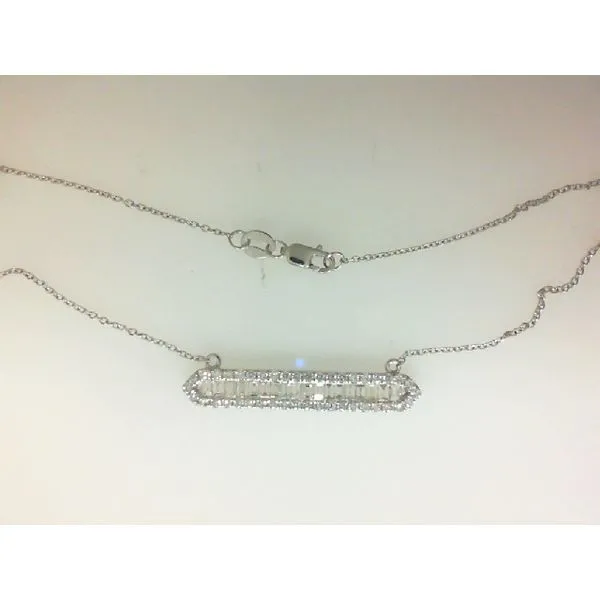 14K White Gold Bar Diamond Necklace