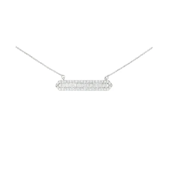 14K White Gold Bar Diamond Necklace Morgan's Jewelers Winona, MN