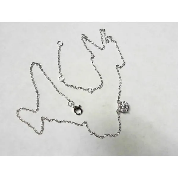 14K White Gold Necklace with Round Diamond Pendant