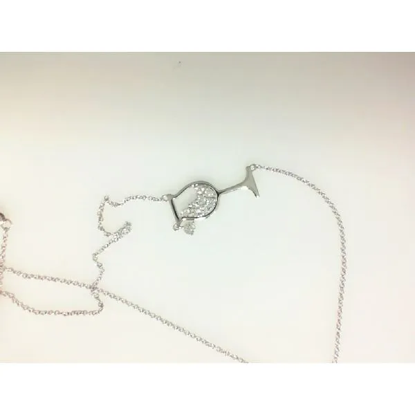 14K White Gold Wine Glass Pendant