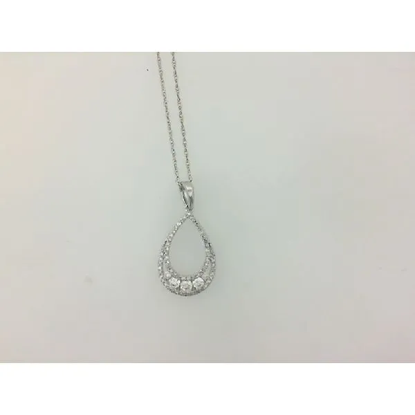 10Kt White Gold Diamond Pendant with Various Sized Diamonds similar item image