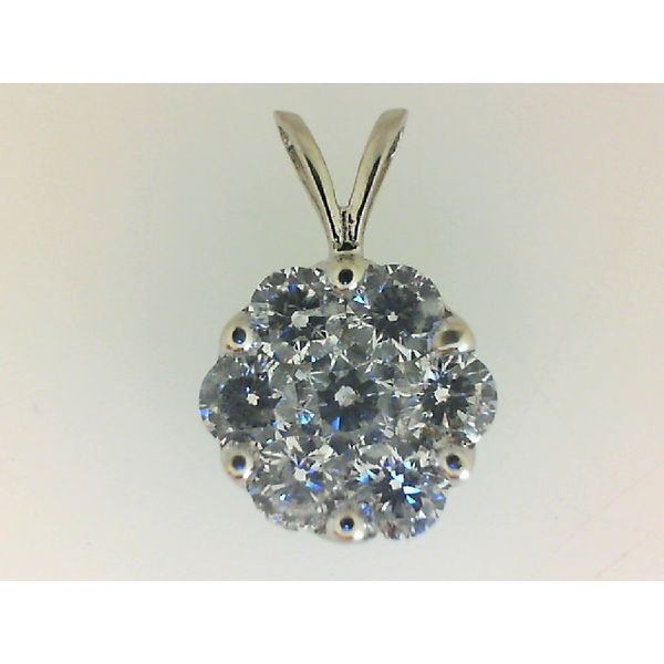 14K White Gold Cluster Pendant with 1 3/4CTW Diamonds Morgan's Jewelers Winona, MN