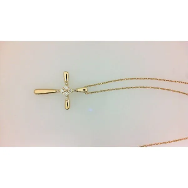 14K Yellow Gold Diamond Cross Necklace