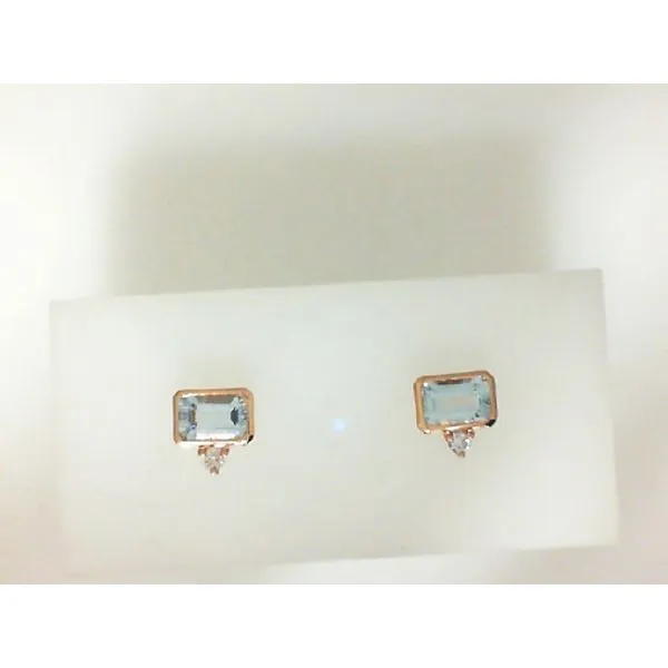 14K Rose Gold Aquamarine and Diamond Lever Back Earrings similar item image