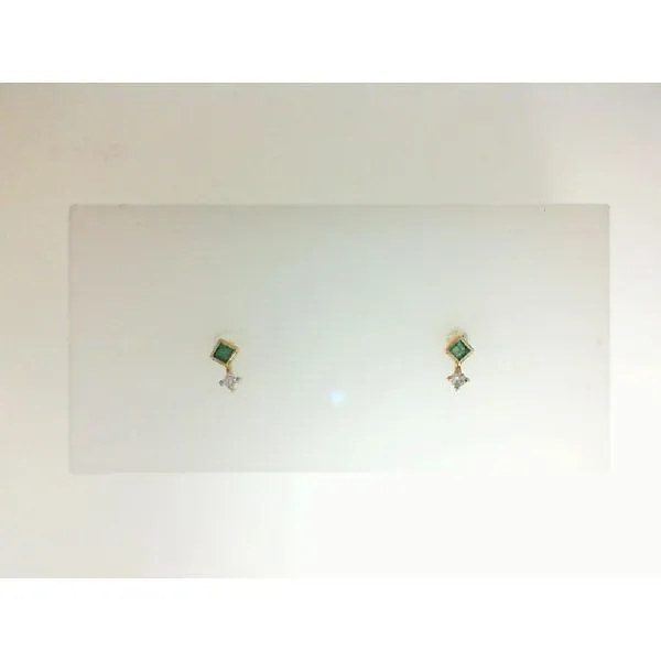 14K Yellow Gold Emmie Emerald and Diamond Stud Earrings similar item image