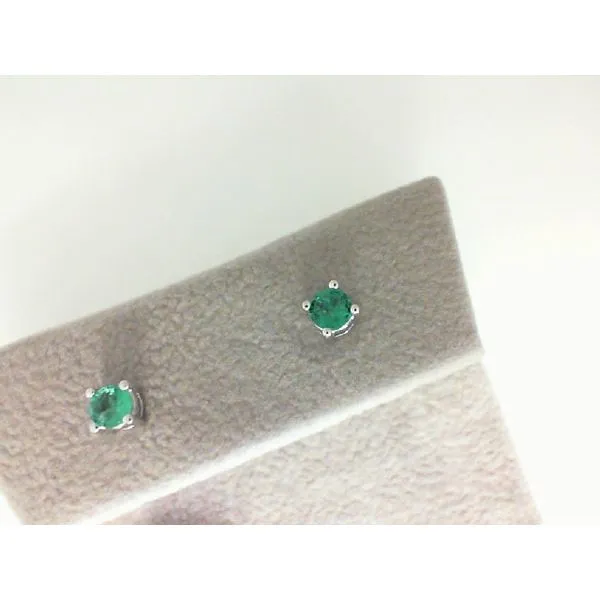 14K White Gold Emerald Stud Earrings Morgan's Jewelers Winona, MN