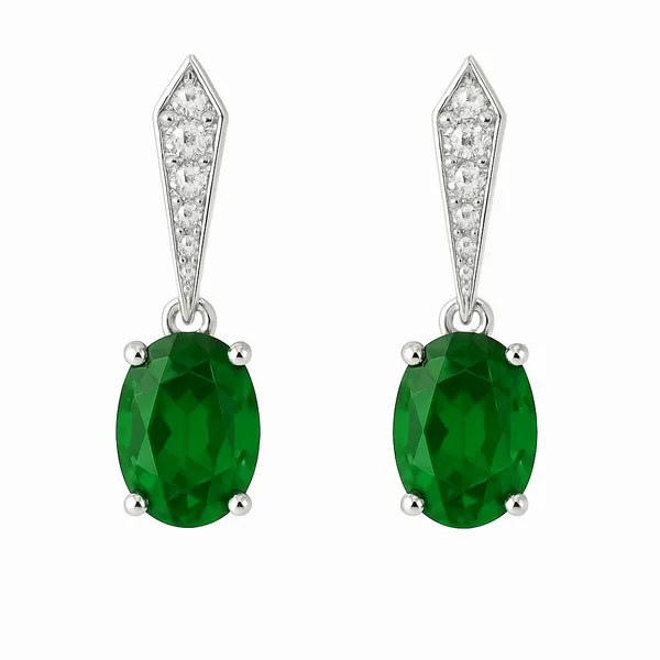 10Kt White Gold Emerald Dangle Earrings Morgan's Jewelers Winona, MN