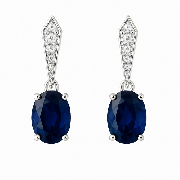 10Kt White Gold Sapphire Dangle Earrings Morgan's Jewelers Winona, MN