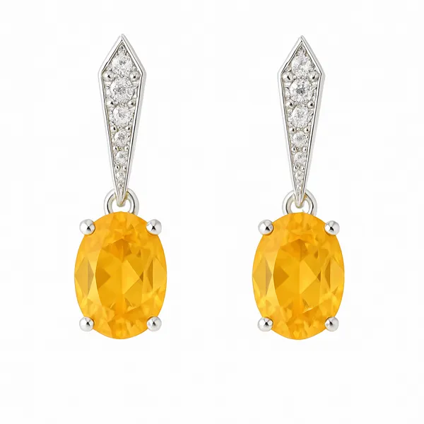 10Kt White Gold Citrine Dangle Earrings Morgan's Jewelers Winona, MN
