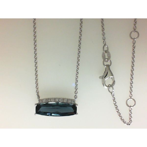 14K White Gold London Blue Topaz Diamond Necklace Morgan's Jewelers Winona, MN