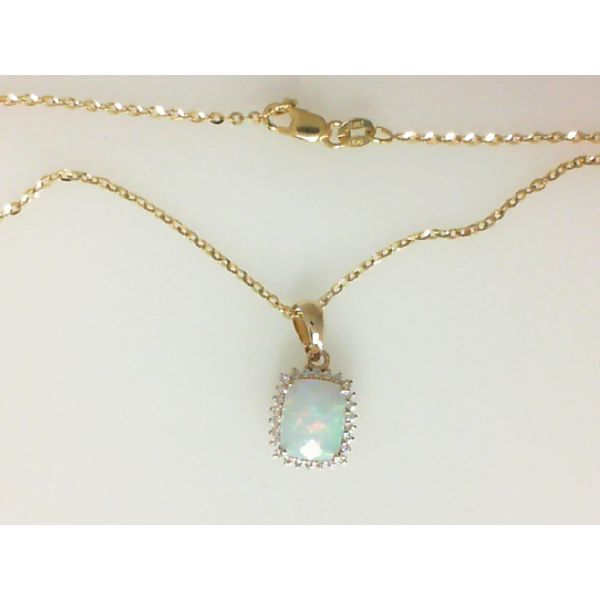 14K Yellow Gold Opal Diamond Pendant Morgan's Jewelers Winona, MN