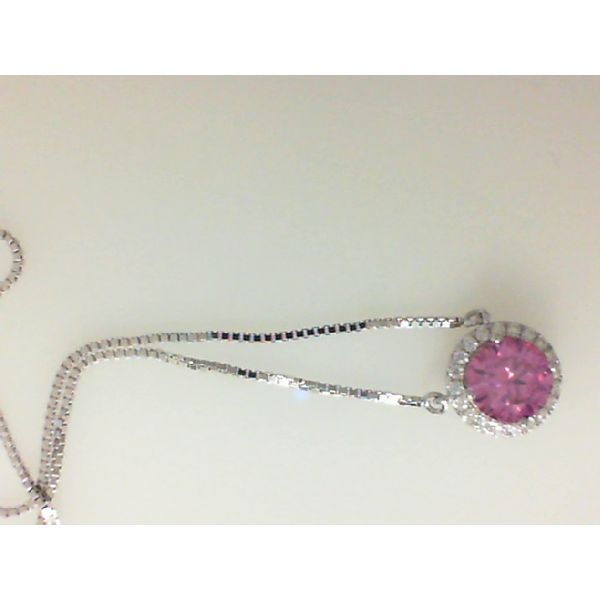 Sterling Silver Pink Moissanite Halo Pendant Morgan's Jewelers Winona, MN