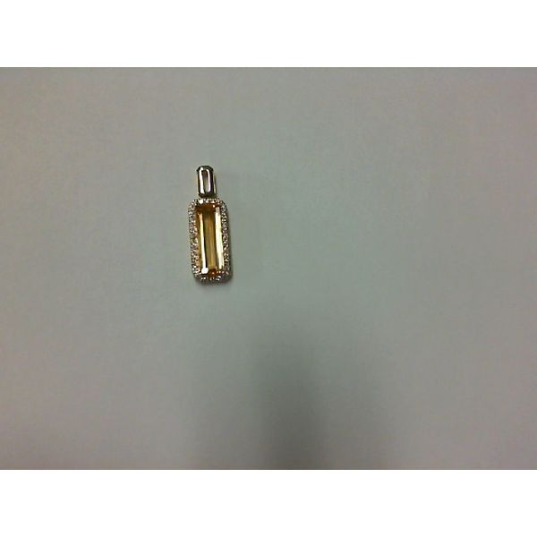 14K Yellow Gold Baguette Citrine Diamond Pendant Morgan's Jewelers Winona, MN