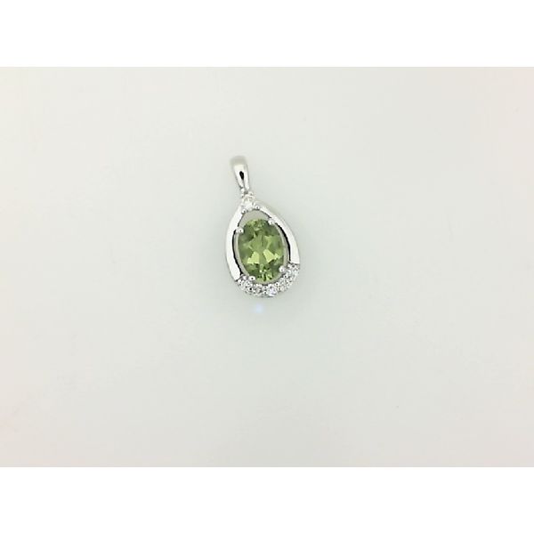 Peridot and Diamond Pendant in 14Kt White Gold Morgan's Jewelers Winona, MN