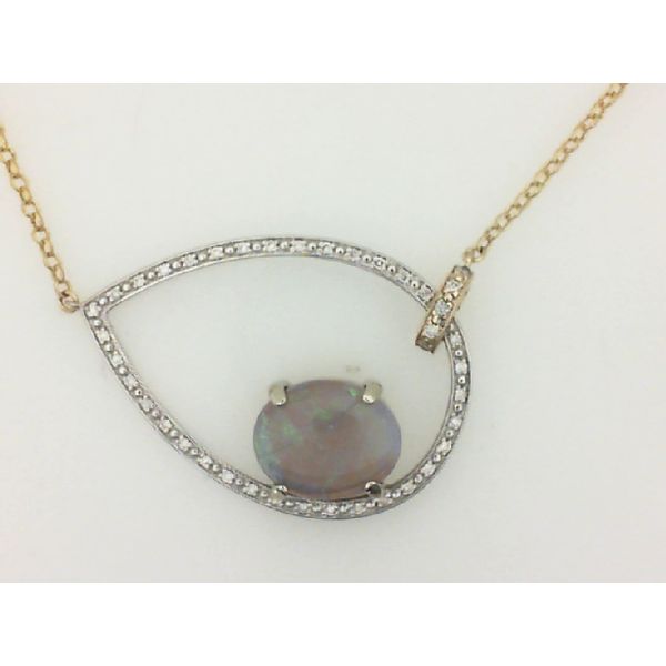 14K Two-Tone Opal Diamond Pendant Morgan's Jewelers Winona, MN