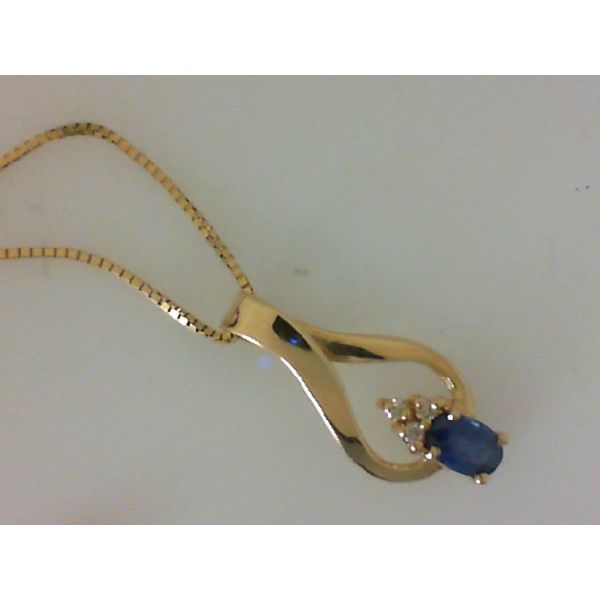14K Yellow Gold Sapphire Diamond Necklace Morgan's Jewelers Winona, MN