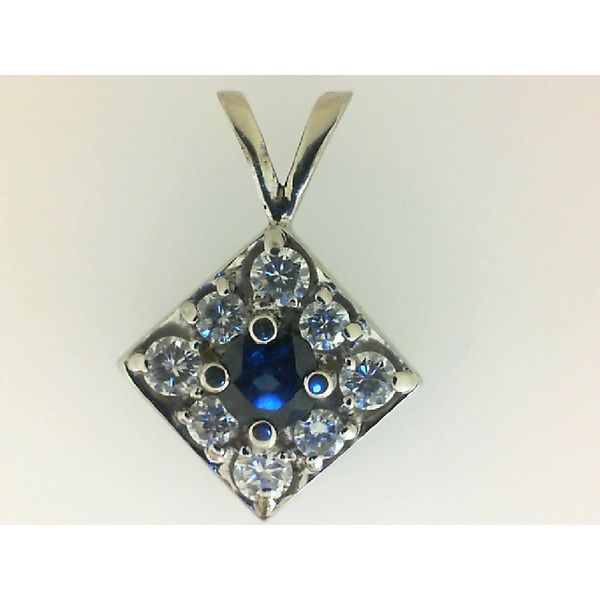 14K White Gold Sapphire Diamond Pendant Morgan's Jewelers Winona, MN