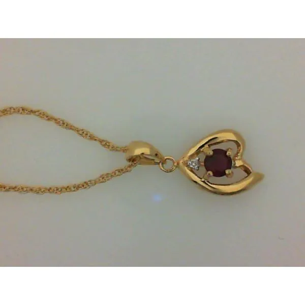 14K Yellow Gold Ruby and Diamond Pendant Morgan's Jewelers Winona, MN