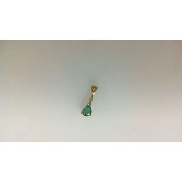 14K Yellow Gold Emerald and Diamond Pendant Morgan's Jewelers Winona, MN