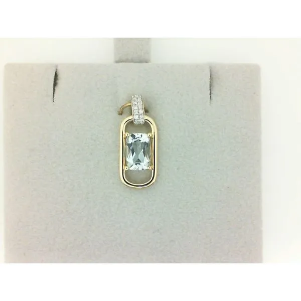 14Kt Yellow Gold Aquamarine and Diamond Pendant Morgan's Jewelers Winona, MN