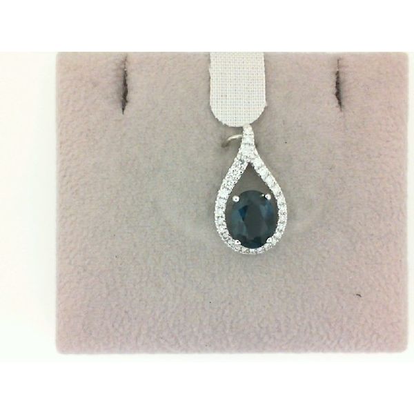 14Kt White Gold Blue Topaz and Diamond Pendant Morgan's Jewelers Winona, MN
