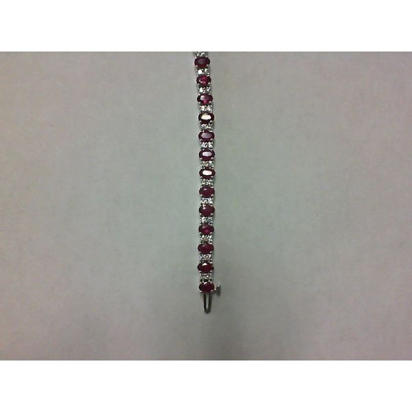 14K White Gold Ruby Diamond Tennis Bracelet Morgan's Jewelers Winona, MN