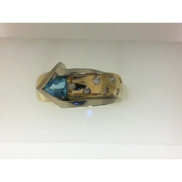 14K Yellow Gold Blue Topaz and Diamond Fashion Ring Morgan's Jewelers Winona, MN