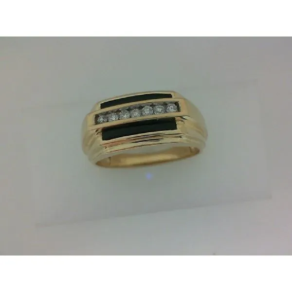 10K Yellow Gold Onyx and Diamond Fashion Ring Morgan's Jewelers Winona, MN