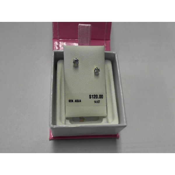 Child's 14K Yellow Gold Aquamarine Stud Earrings Morgan's Jewelers Winona, MN