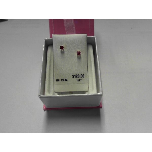 Child's 14K Yellow Gold Pink Tourmaline Stud Earrings Morgan's Jewelers Winona, MN