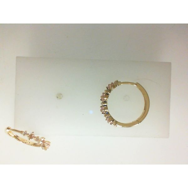 14Kt Yellow Gold Rose Cut White Sapphire Hoop Earrings Morgan's Jewelers Winona, MN