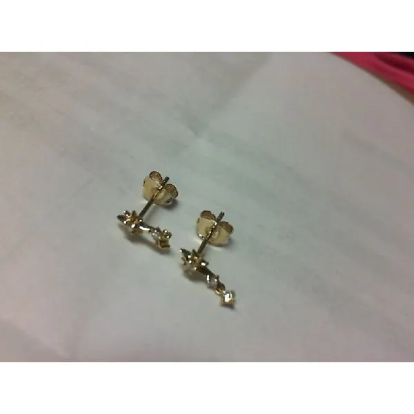 Yellow Gold Triple Diamond Starburst Earrings