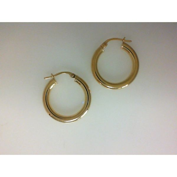 14Kt Yellow Gold 15mm Round Hoop Earrings Morgan's Jewelers Winona, MN