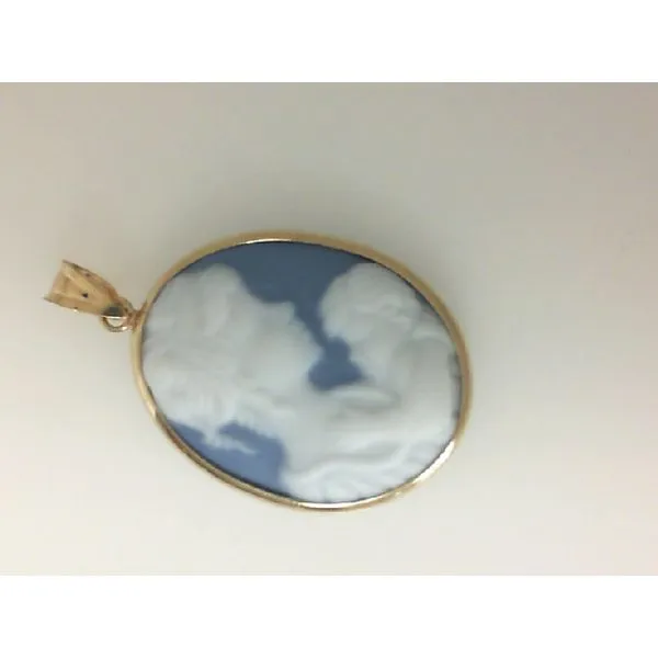 Yellow Gold Blue Cameo Pendant Morgan's Jewelers Winona, MN