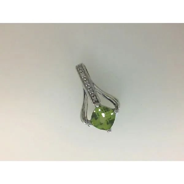 10Kt White Gold Peridot and Diamond Charm Pendant Morgan's Jewelers Winona, MN
