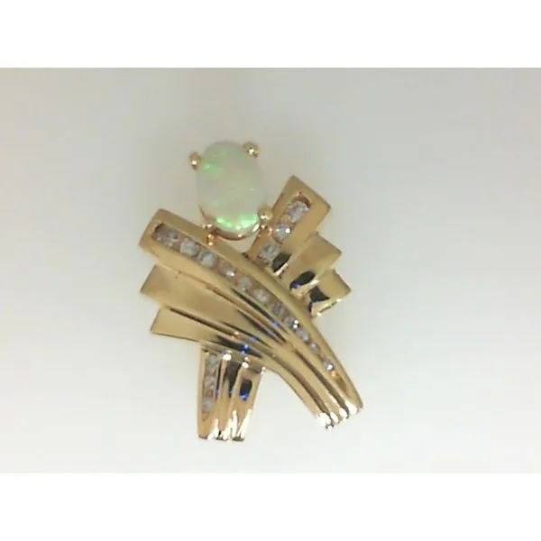 14K Yellow Opal and Diamond Charm Pendant Morgan's Jewelers Winona, MN